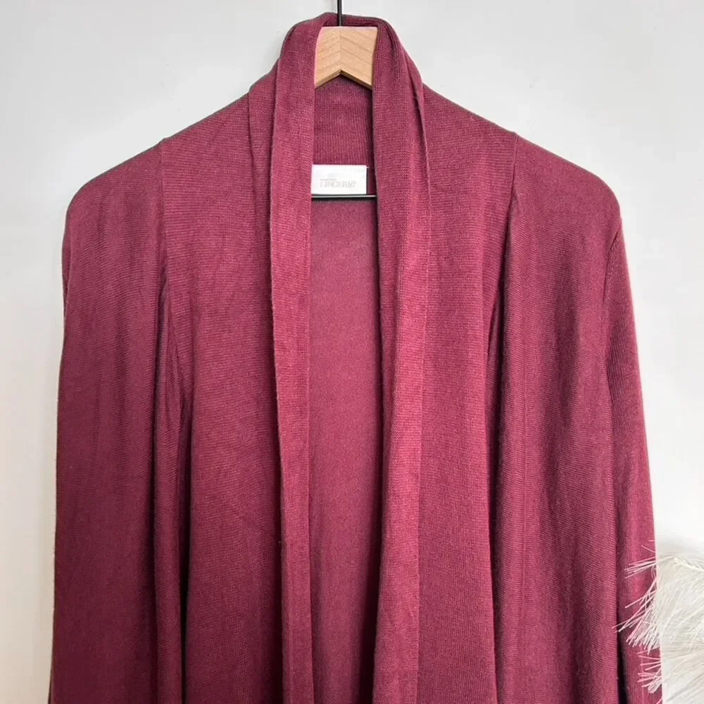 Nordstrom Lingerie Long Wrap Cardigan Burgundy / Wine / Maroon